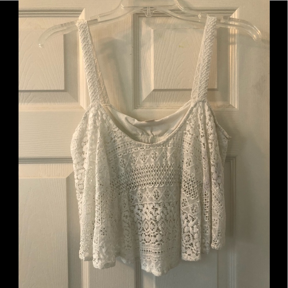 White Cream lace crop top